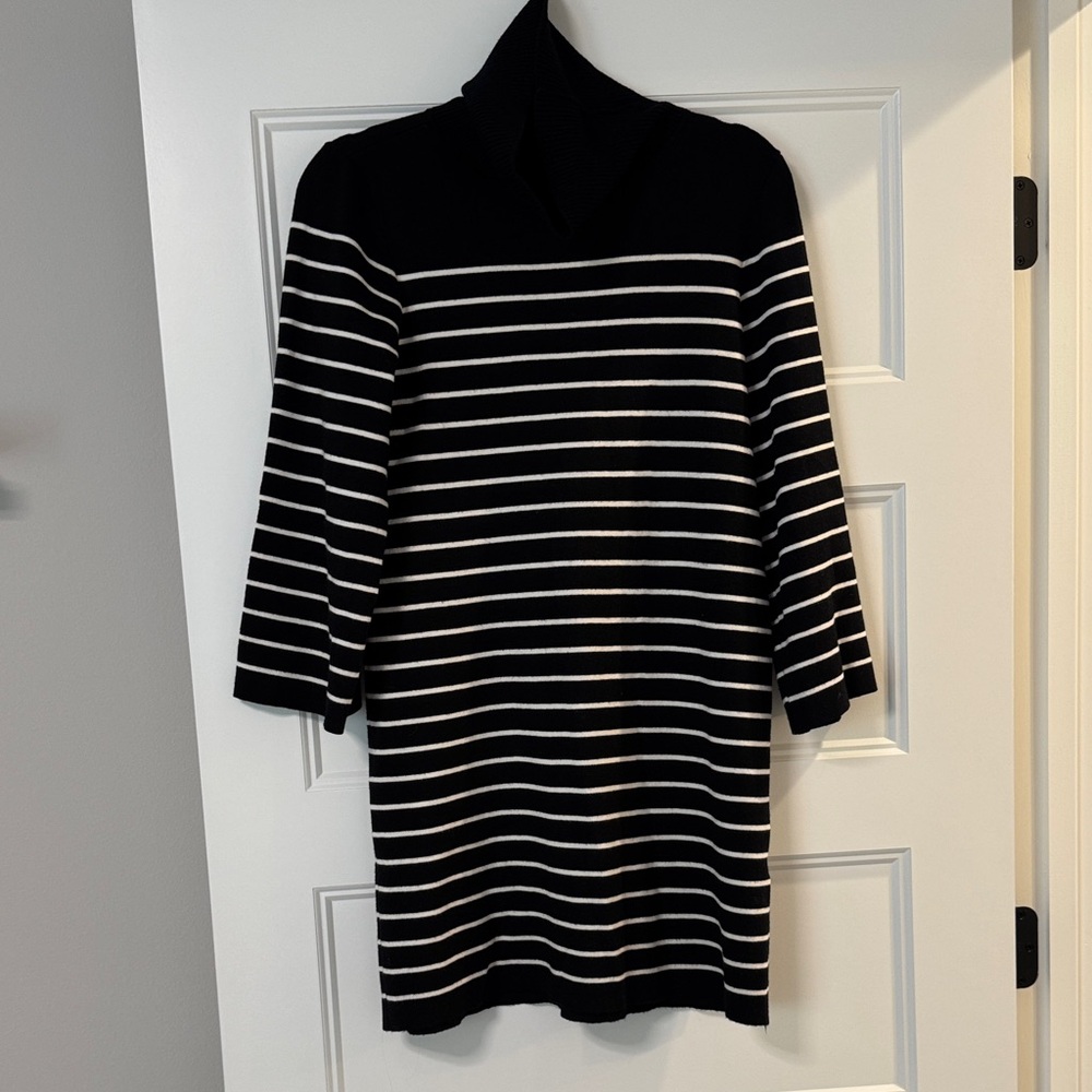 Eliza J Black and White Striped Knit Dress